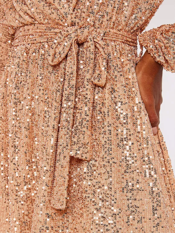 Apricot Rose Gold Sequin Dress