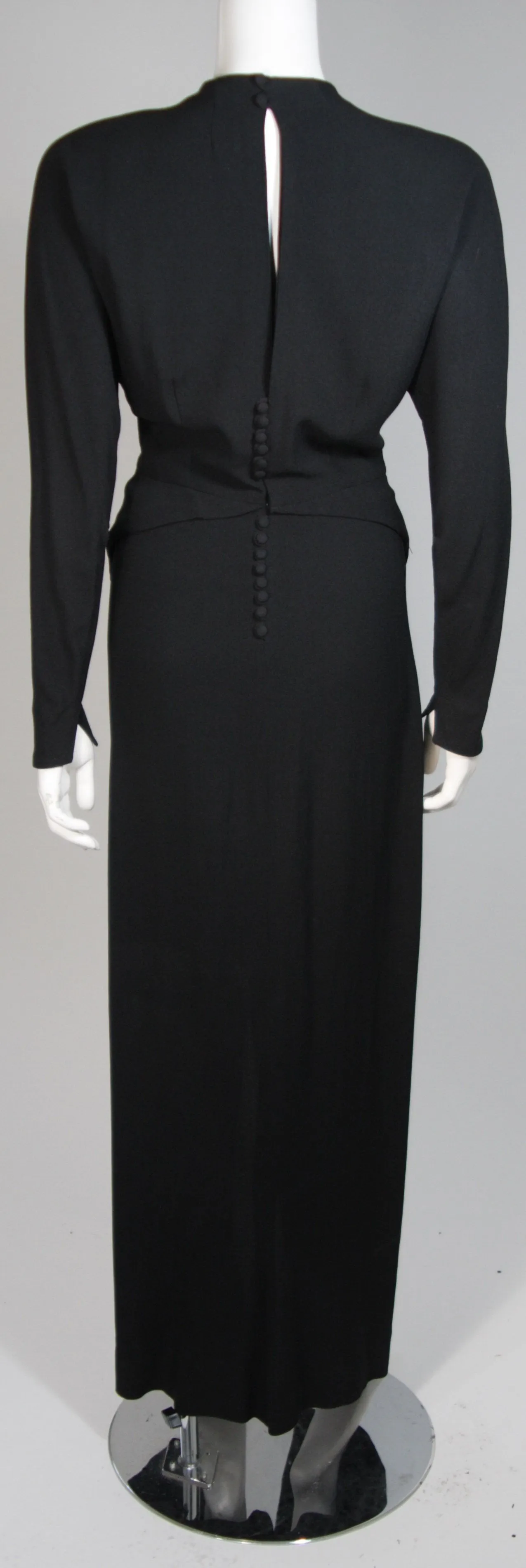 CEIL CHAPMAN Draped Black Silk Crepe Gown Size Small