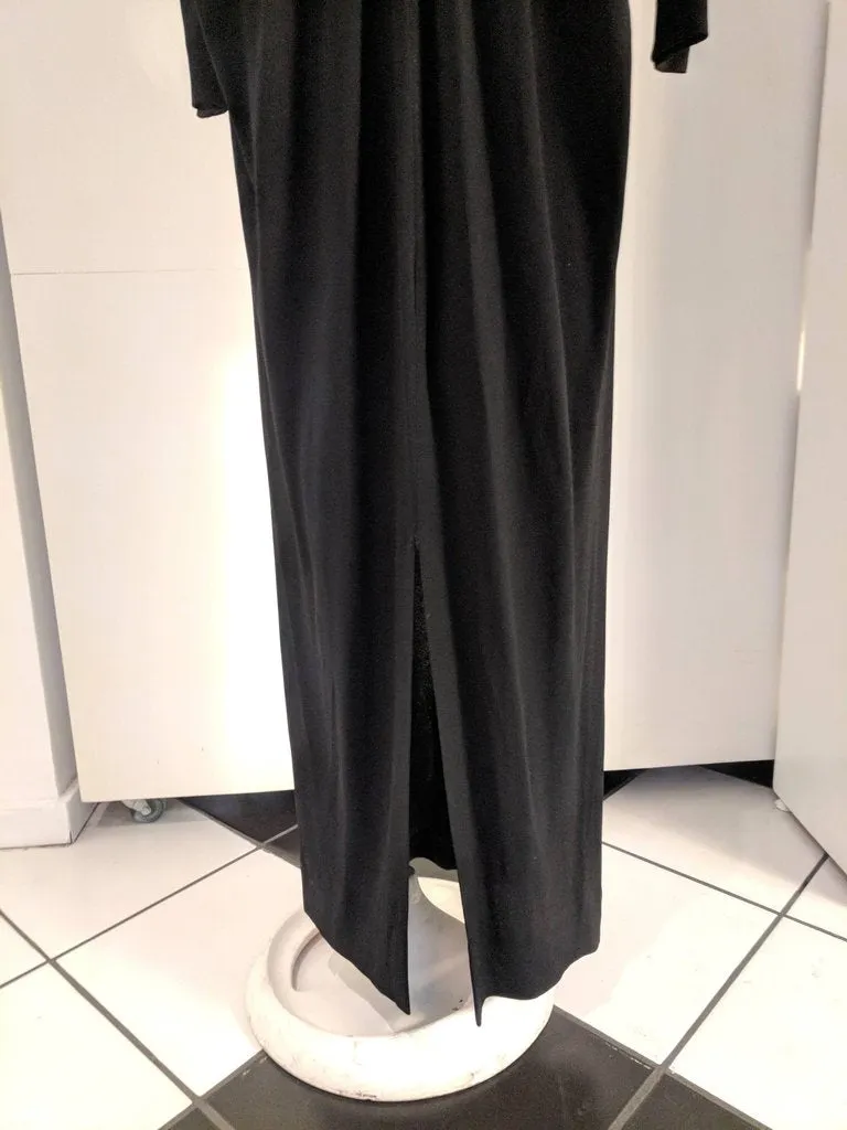 CEIL CHAPMAN Draped Black Silk Crepe Gown Size Small