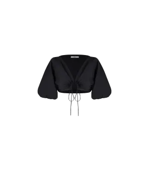 DONOVAN TIE CROP TOP BLACK