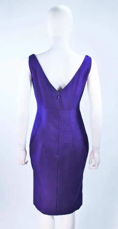 ELIZABETH MASON COUTURE Purple Silk Cocktail Dress with Bow