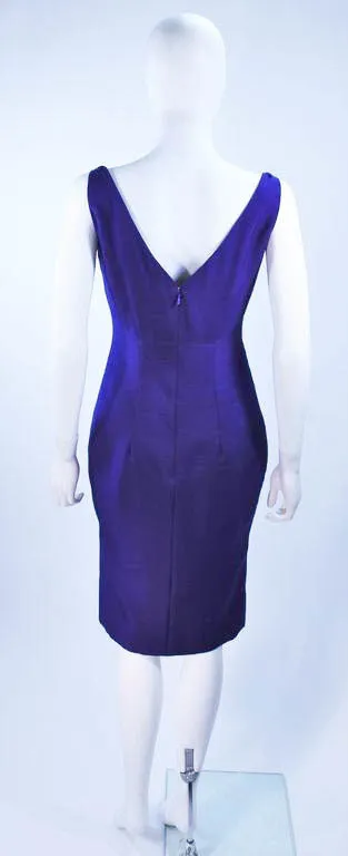 ELIZABETH MASON COUTURE Purple Silk Cocktail Dress with Bow