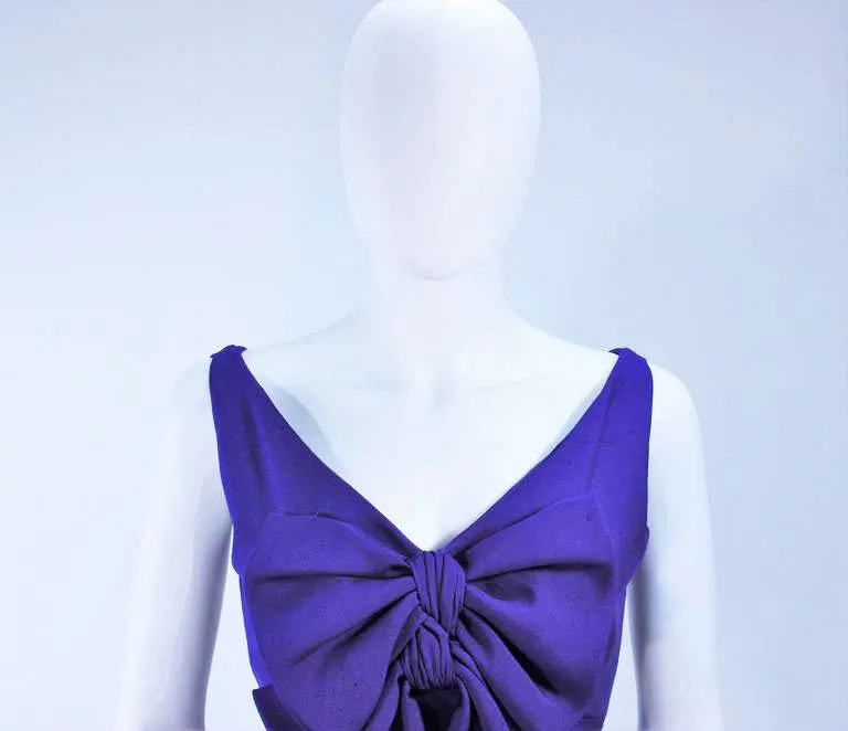 ELIZABETH MASON COUTURE Purple Silk Cocktail Dress with Bow