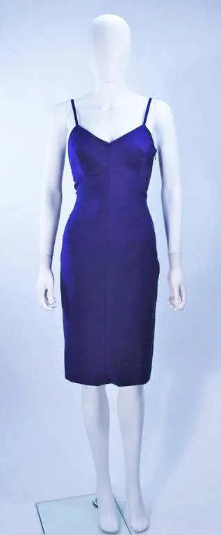 ELIZABETH MASON COUTURE Purple Silk Spaghetti Strap Cocktail