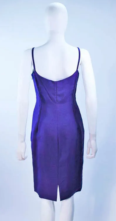 ELIZABETH MASON COUTURE Purple Silk Spaghetti Strap Cocktail