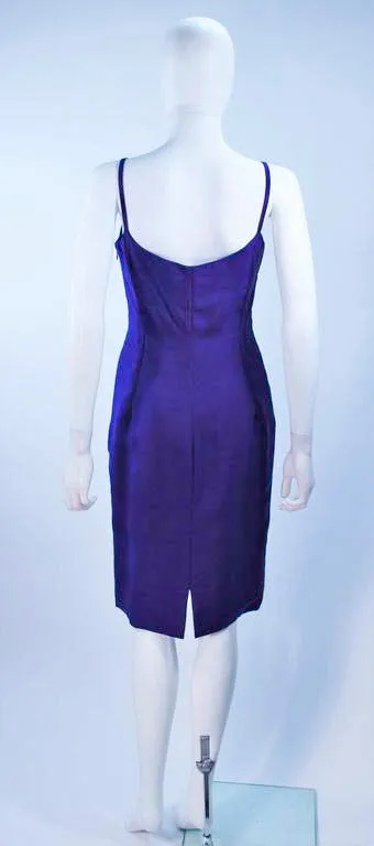 ELIZABETH MASON COUTURE Purple Silk Spaghetti Strap Cocktail