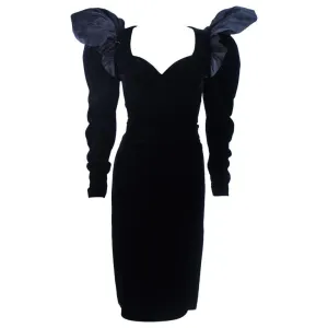 LANVIN Black Dramatic Velvet Cocktail Dress Size 6