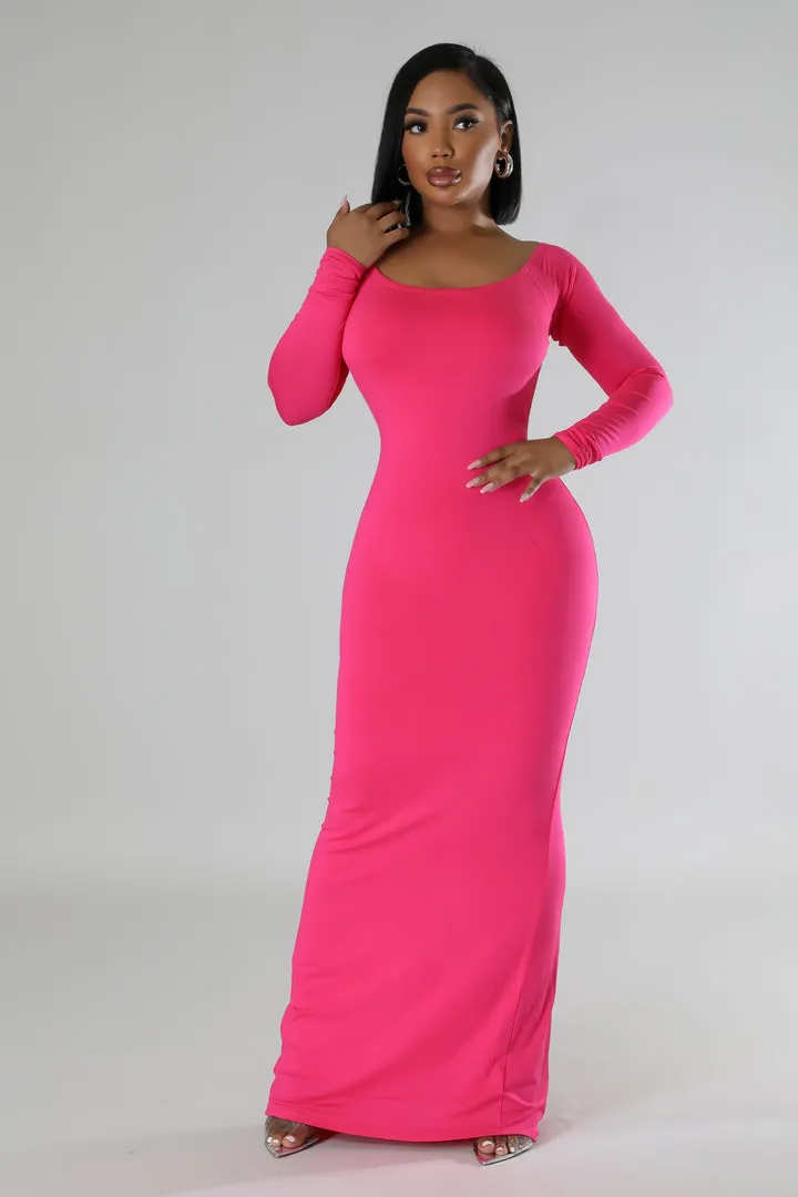 Long Sleeve Open Back Maxi Dress