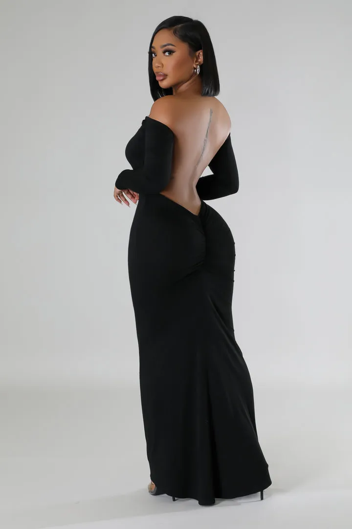 Long Sleeve Open Back Maxi Dress