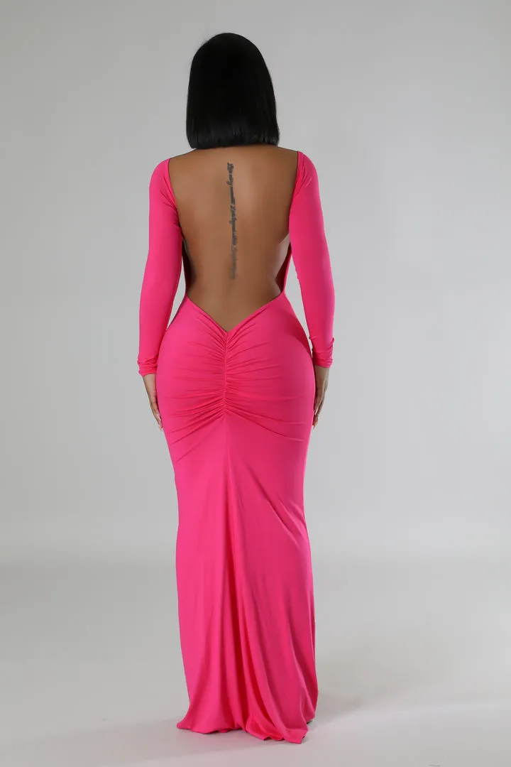 Long Sleeve Open Back Maxi Dress