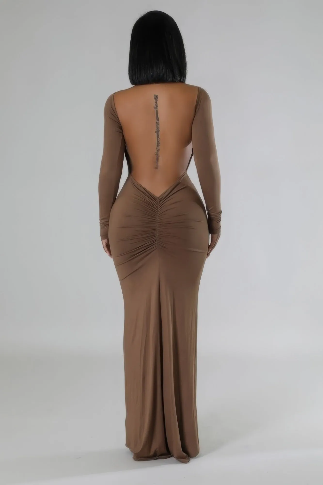 Long Sleeve Open Back Maxi Dress