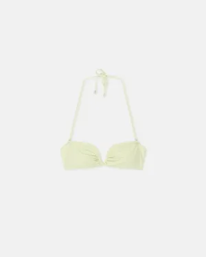 Manou - Ruched Halterneck Bikini Top - Shadow Lime