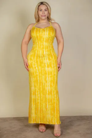 Plus Size Sleeveless Tie Dye Bodycon Long Dress