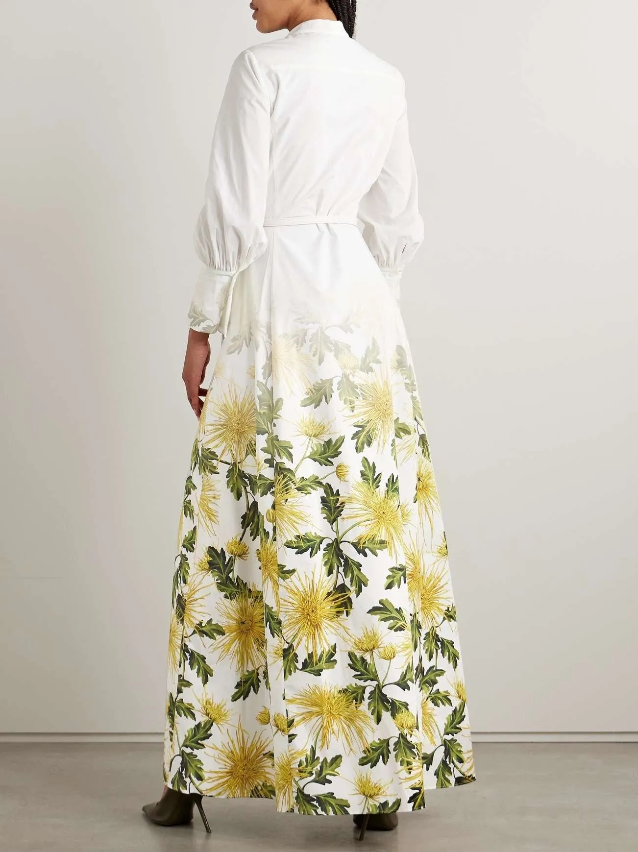 Women’s Belted Floral-Print Cotton-Blend Poplin Maxi Dress