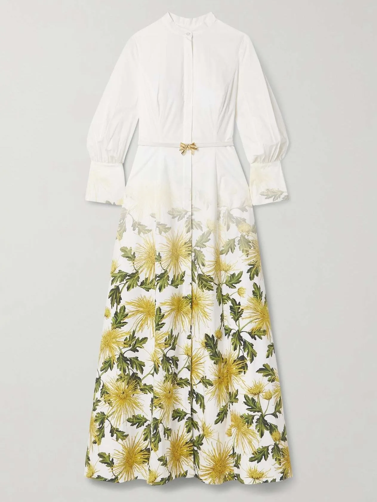 Women’s Belted Floral-Print Cotton-Blend Poplin Maxi Dress