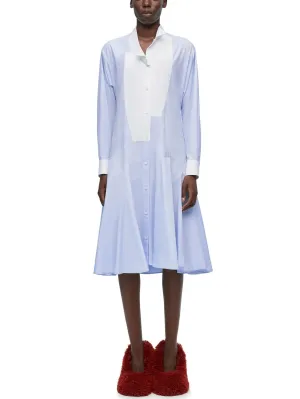 Women’s Blue and White Drop-Waist Shirt Dress